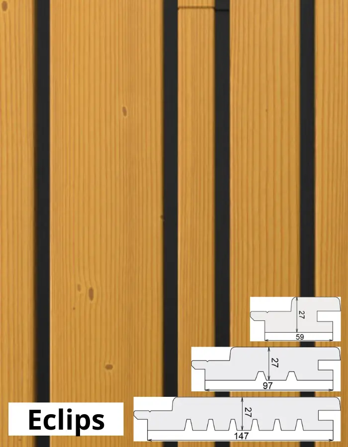 Bardage Essentiel Epicéa saturé / Profil ECLIPS 27 mm